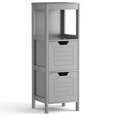 Bathroom Wooden Floor Cabinet Multifunction Storage Rack Stand Organizer-Gray - Relaxacare