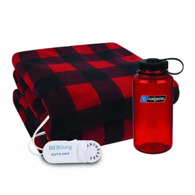 BIOS Winter Bundle Plaid Blanket, 32oz Nalgene Water Bottle and Weather Cube - Relaxacare