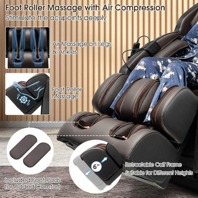 BLACK FRIDAY SALE!-Costway-Relaxation 25 - Zero Gravity SL-Track Electric Shiatsu Massage Chair with Intelligent Voice Control - Relaxacare