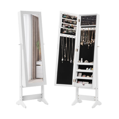 Black / White Mirrored Jewelry Cabinet Storage Box - Relaxacare