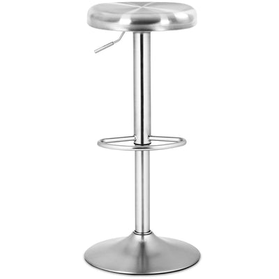 Brushed Stainless Steel Bar Stool Adjustable Height Round Top - Relaxacare