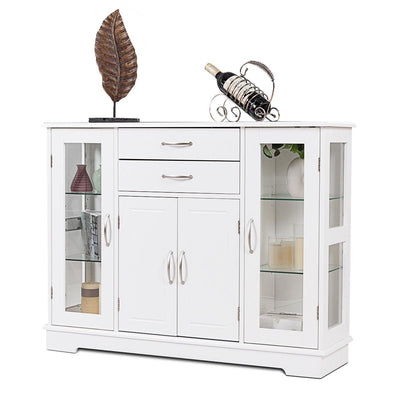 Buffet Storage Cabinet Console Cupboard with Glass Door - Relaxacare