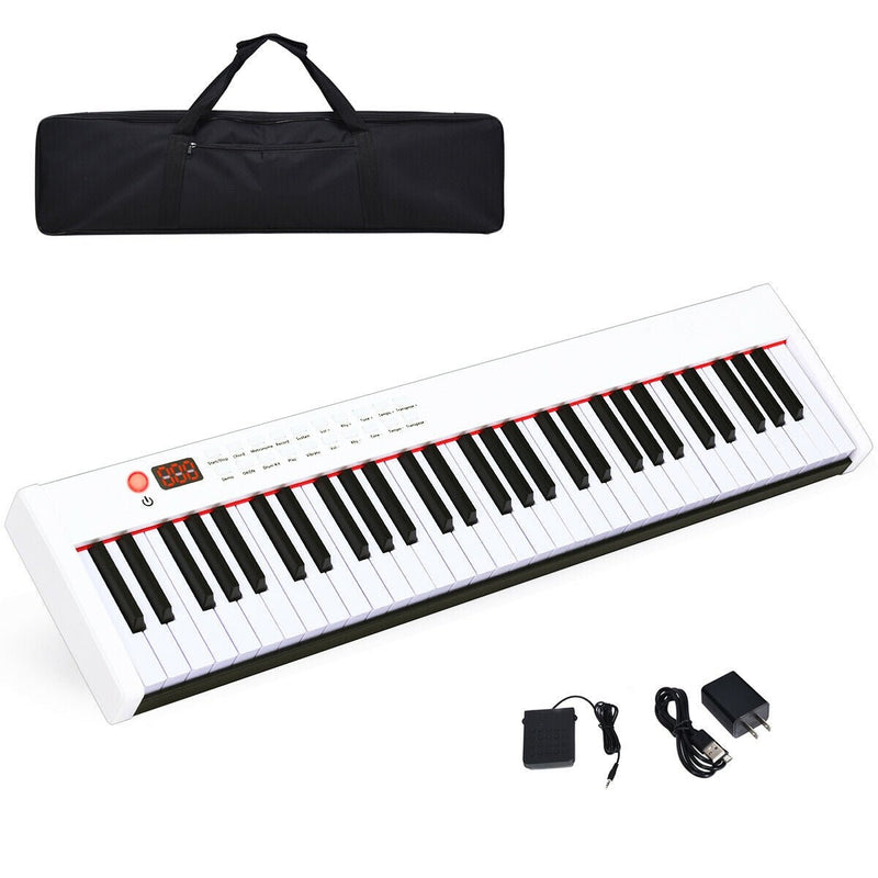 BX-II 61 Key Digital Piano Touch sensitive with MP3-White - Relaxacare