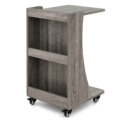 C-shaped Rolling End Side with Back Storage Shelves beside Sofa - Relaxacare