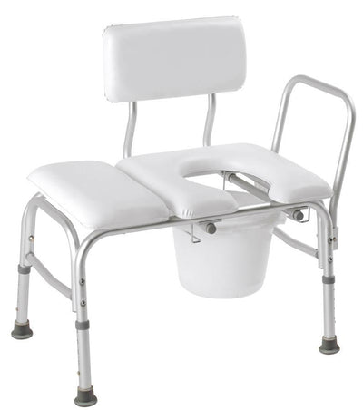 CAREX - Vinyl Padded Bathtub Transfer Bench with Cutout and Commode Pail - Relaxacare