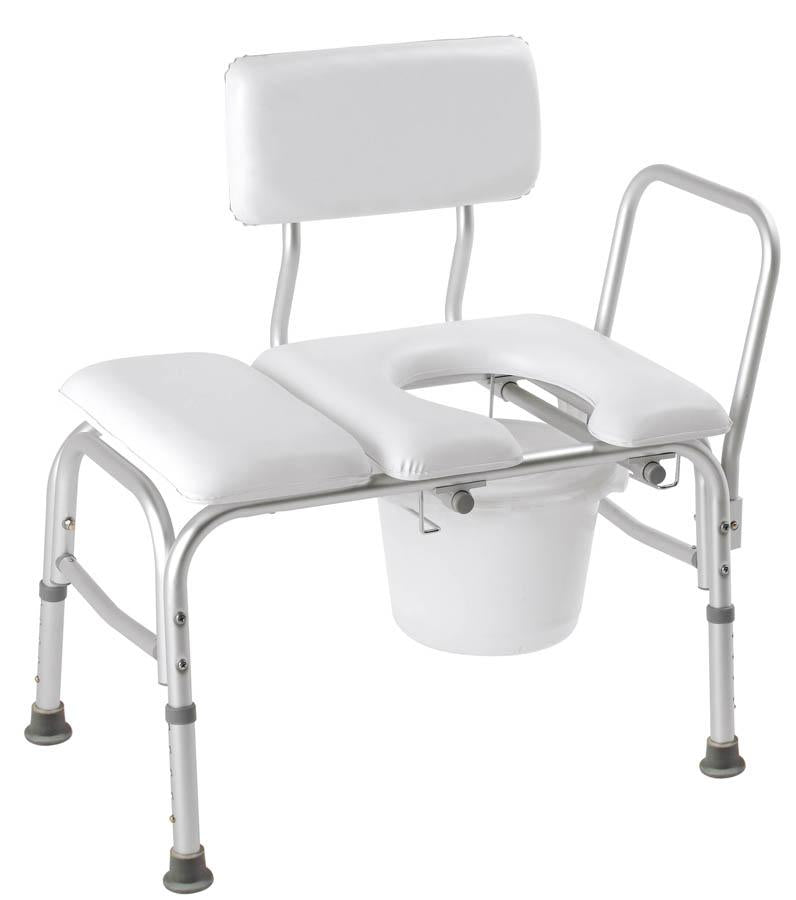 CAREX - Vinyl Padded Bathtub Transfer Bench with Cutout and Commode Pail - Relaxacare