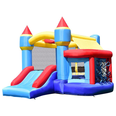 Castle Slide Inflatable Bounce House with Ball Pit and Basketball Hoop - Relaxacare