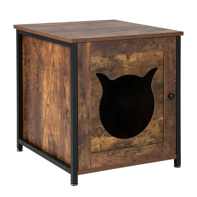 Cat Litter Box Enclosure with Door and Ventilated Hole-Brown - Relaxacare