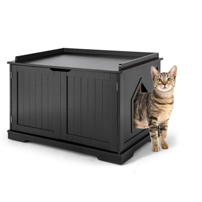 Cat Litter Box Enclosure with Double Doors for Large Cat and Kitty - Relaxacare