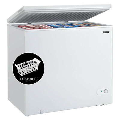 Chest Freezer 7.0 Cu.ft Upright Single Door Refrigerator with 4 Baskets-White - Relaxacare