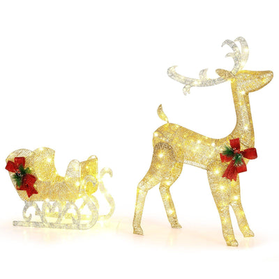 Christmas Reindeer Sleigh Decoration with 100 Lights - Relaxacare