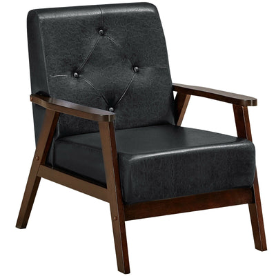 Classic Accent Armchair with Rubber Wood Legs and Button - Relaxacare