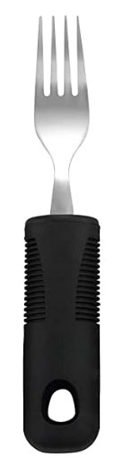 Clearance - Adaptive Utensils Wide, Non-Weighted, Non-Slip Handles for Hand Tremors, Arthritis, Parkinson’s or Elderly use - Fork Black - Relaxacare