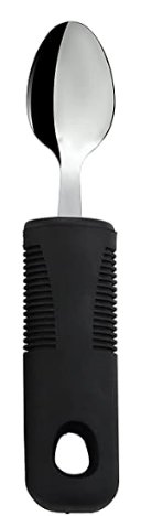 Clearance - Adaptive Utensils Wide, Non-Weighted, Non-Slip Handles for Hand Tremors, Arthritis, Parkinson’s or Elderly use - Table Spoon Black - Relaxacare