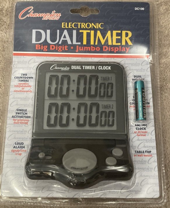 Clearance - Champion Sports Dual Timer / Clock • Big Digit • Jumbo Display • DC100 • SEALED! - Relaxacare
