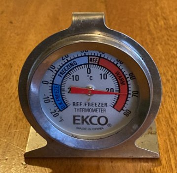 Clearance - In Package - Ekco Refrigerator Freezer Thermometer- Stand or Hang- Color Coded- F & C - Relaxacare