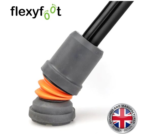 Clearance - Open Box- Flexyfoot Shock Absorbing Walking Stick Ferrule - Grey - Relaxacare