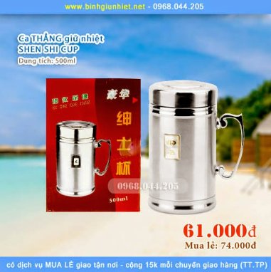 Clearance - Open Box - Heat-retaining can, capacity 500ml, high quality stainless steel material, Shen shi cup, Binhgiunhiet - Relaxacare