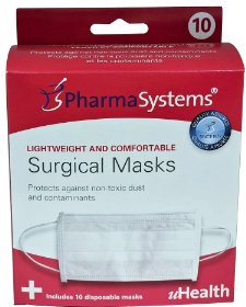 Clearance - Open Box - PharmaSystems Lightweight and Comfortable Surgical Masks (10 count) - Relaxacare