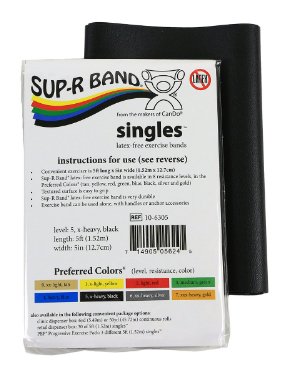 Clearance - Sup-R Latex Free Exercise Band, 5' Singles, X-Heavy, Black - Relaxacare