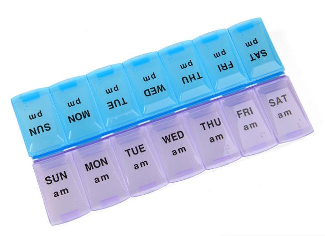 Clearance - Weekly Pill Box Organizer Blue And Purple - Relaxacare