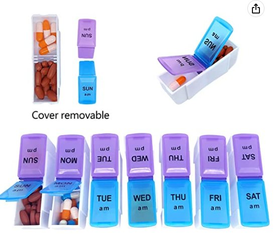 Clearance - Weekly Pill Box Organizer Blue And Purple - Relaxacare