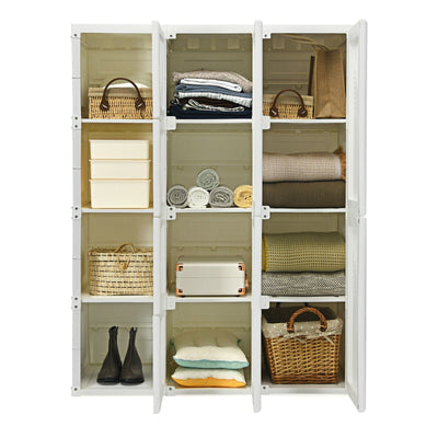 Clothes Foldable Armoire Wardrobe Closet with 12 Cubby Storage - Relaxacare