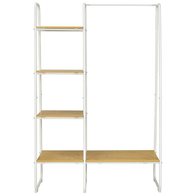 Clothes Rack Free Standing Storage Tower with Metal Frame-Natural - Relaxacare