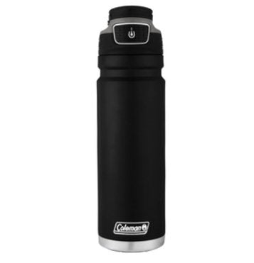 Coleman Freeflow Autoseal Water Bottle 24oz Black Stainless Steel Insulated