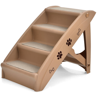 Collapsible Plastic Pet Stairs 4 Step Ladder for Small Dog and Cats - Relaxacare