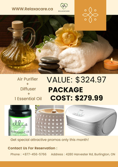 Combo Package- Air Purifier+Diffuser+ 1 Essential Oil - Relaxacare