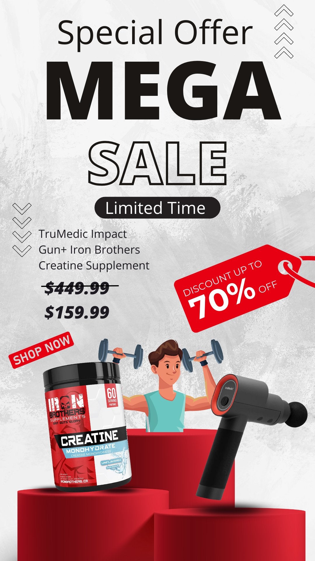 Combo Package Mega Sale Iron Brothers Creatine With TruMedic Max Impa
