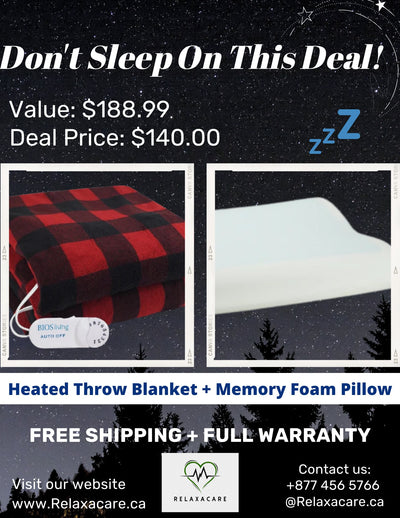Combo Package- Sleep With Ease- Heated Blanket+ Pillow Combo - Relaxacare