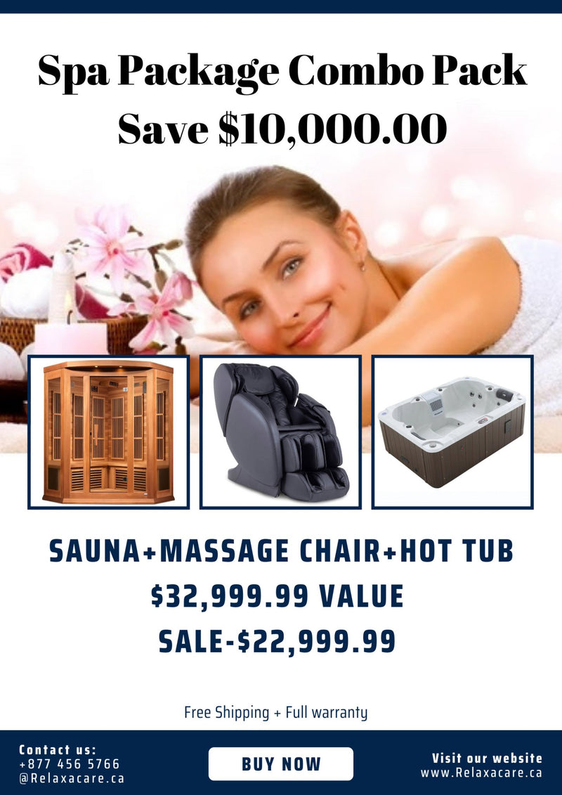 COMBO-Triple Spa Package Retreat-Sauna+Massage Chair+Hot Tub-Save $10,000.00 - Relaxacare