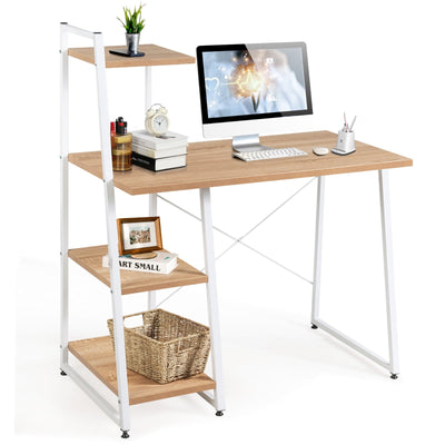 Compact Computer Desk Workstation with 4 Tier Shelves for Home and Office - Relaxacare