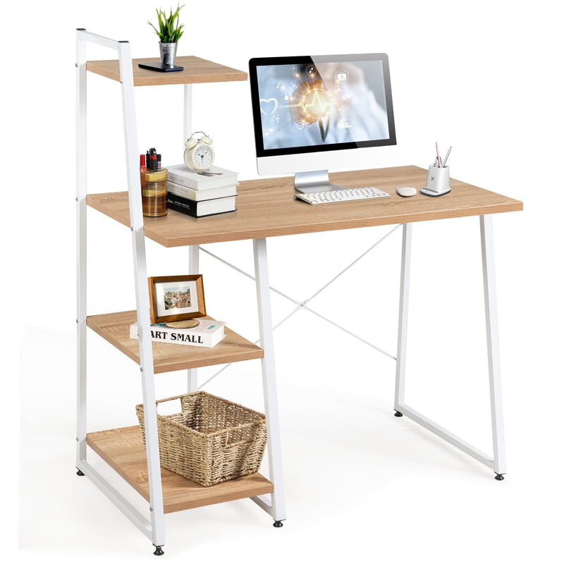 Compact Computer Desk Workstation with 4 Tier Shelves for Home and Office - Relaxacare