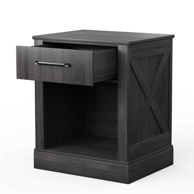 Compact Nightstand with Drawer and Shelf-Black - Relaxacare
