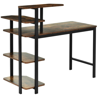 Computer Desk Writing Study Table with Storage Shelves Home Office Rustic Brown-Rustic Brown - Relaxacare
