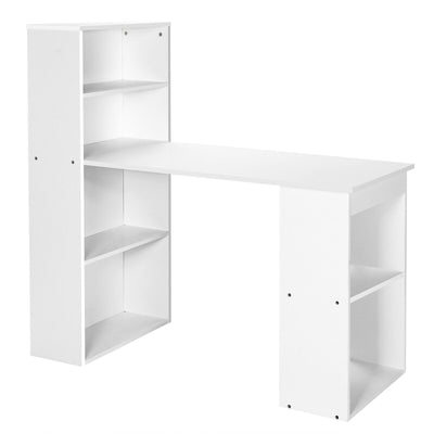 Computer Desk Writing Workstation Office with 6-Tier Storage Shelves-White - Relaxacare