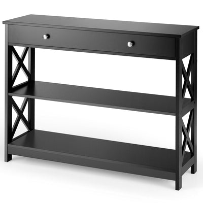 Console Table 3-Tier with Drawer and Storage Shelves - Relaxacare