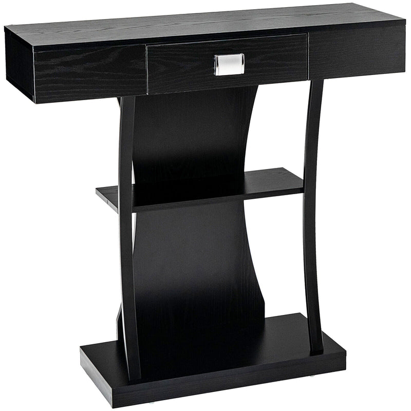 Console Table with Drawer and 2-Tier Shelves for Entryway Living Room - Relaxacare