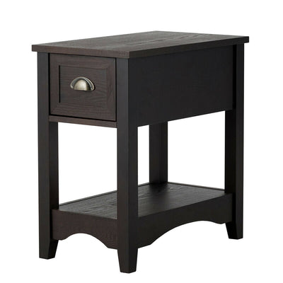 Contemporary Chair Side End Table Compact Table with Drawer Nightstand-Coffee - Relaxacare