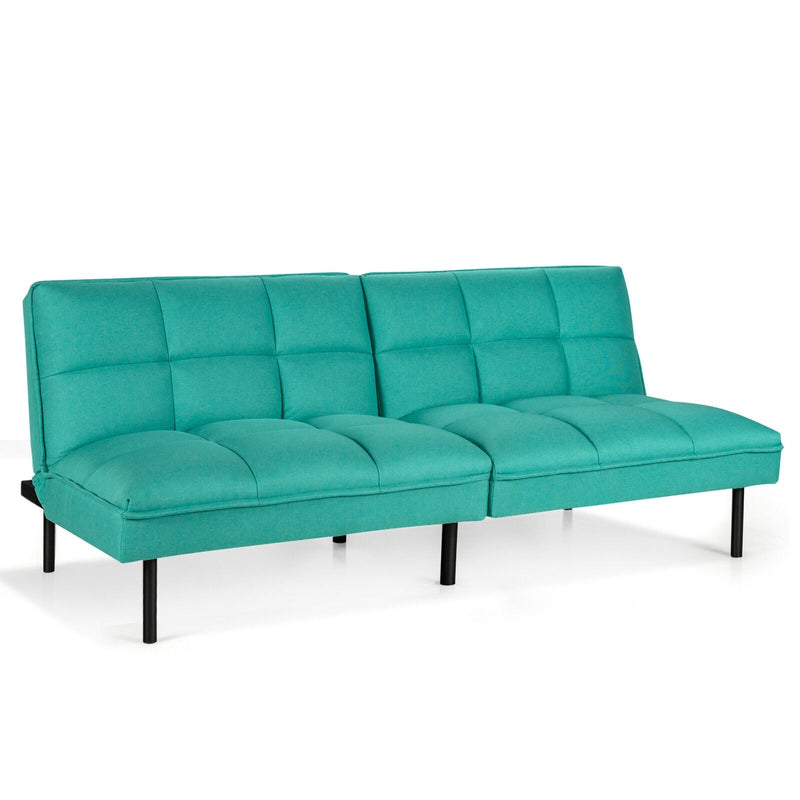 Convertible Fabric Sofa Bed with 3-Level Adjustable Backrest Angle-Turquoise - Relaxacare