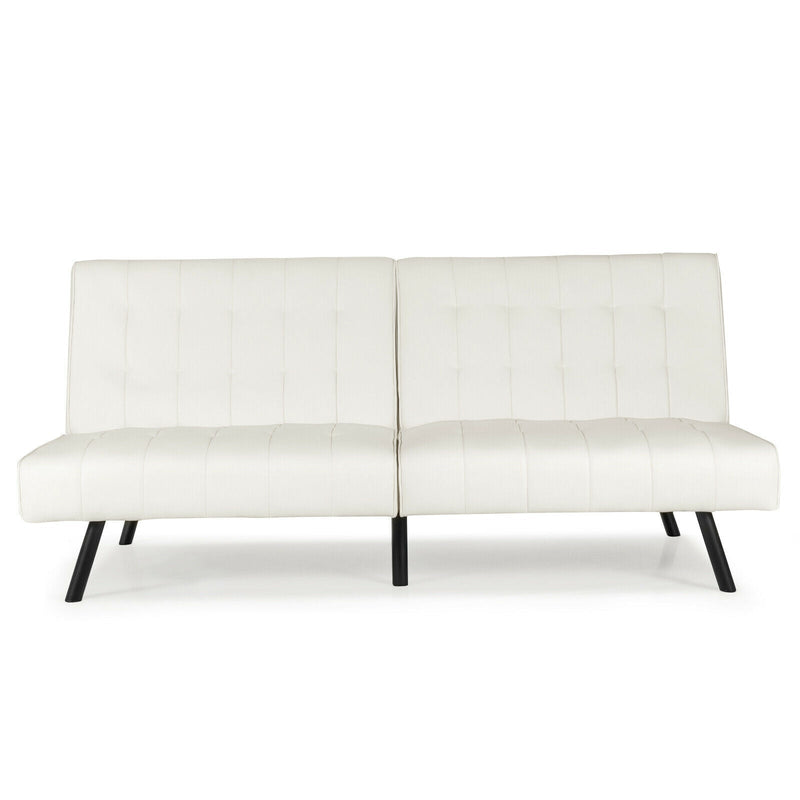 Convertible PU Leather Sofa Bed with Adjustable Backrest for Living Room - Relaxacare
