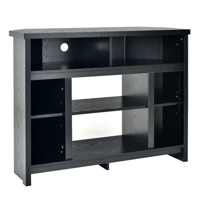 Corner TV Stand Entertainment Console Center with Adjustable Shelves-Black - Relaxacare
