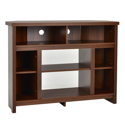 Corner TV Stand Entertainment Console Center with Adjustable Shelves-Coffee - Relaxacare