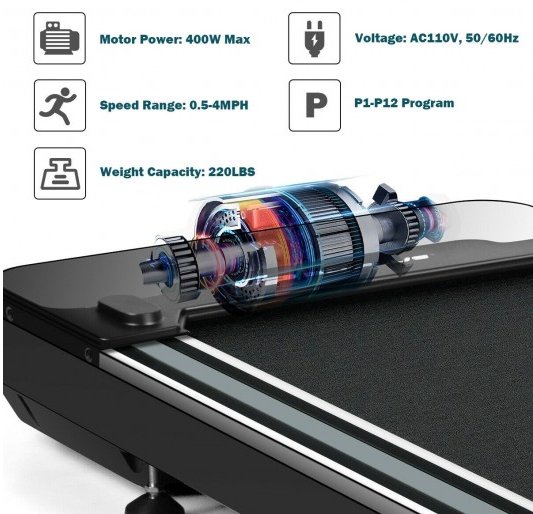 COSTWAY - 1 HP Electric Walking Treadmill with Touchable LED Display and Wireless Remote Control - Relaxacare