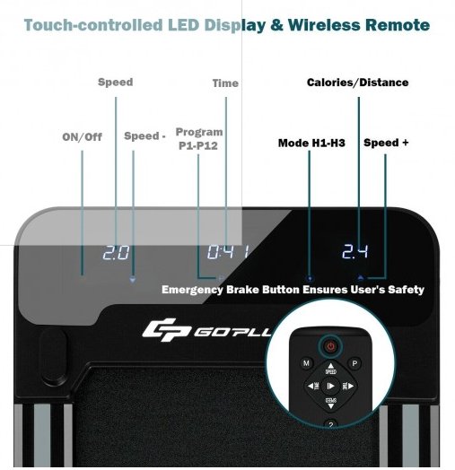 COSTWAY - 1 HP Electric Walking Treadmill with Touchable LED Display and Wireless Remote Control - Relaxacare