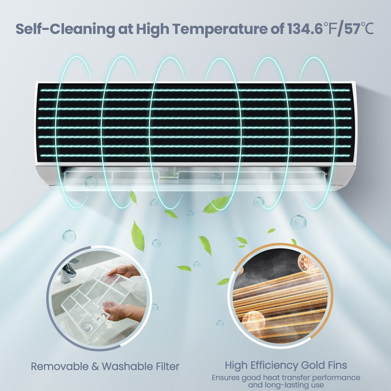 Costway-18000 BTU Mini Split Air Conditioner with 17 SEER Heater - Relaxacare