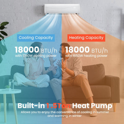 Costway-18000 BTU Mini Split Air Conditioner with 17 SEER Heater - Relaxacare